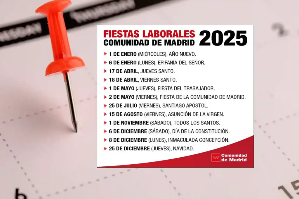 Zile libere legale în Comunitatea Madrid pentru anul 2025